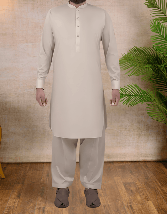 Beige - Shalwar kameez - Bandkraag - Saqafat collectie