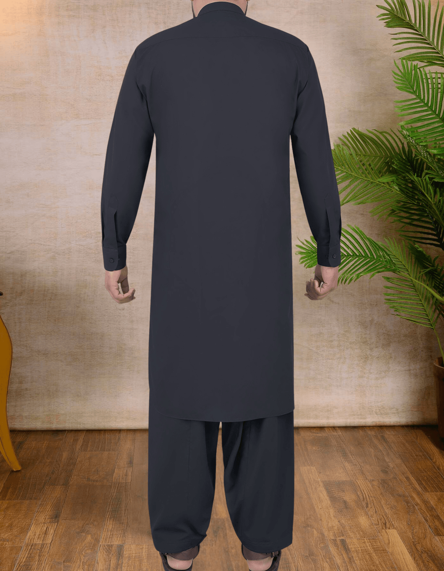 Zwart - Shalwar kameez - Bandkraag - Saqafat collectie