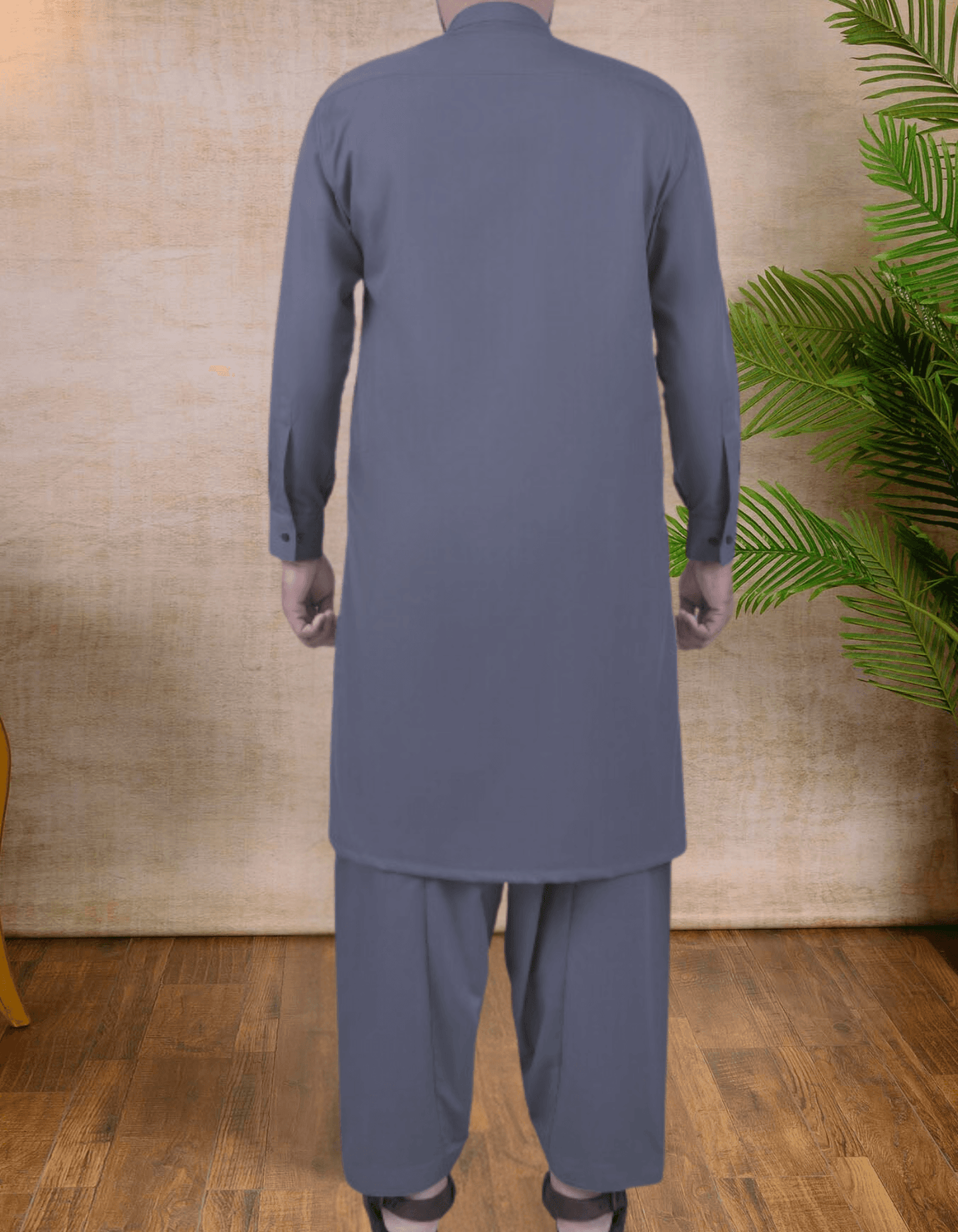 Grijs - Shalwar Kameez - Bandkraag - Saqafat Collectie