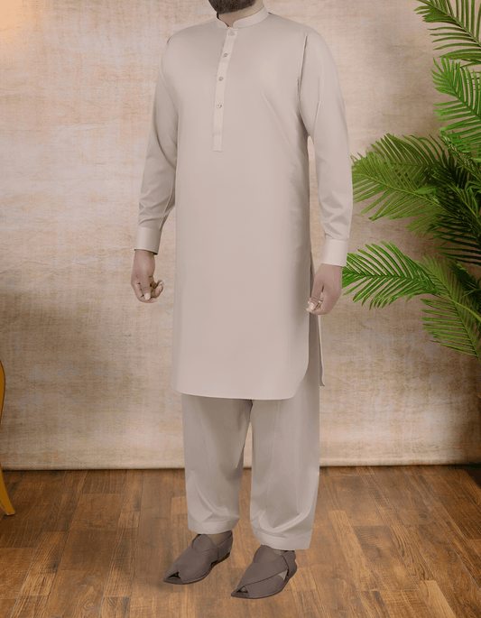 Beige - Shalwar kameez - Bandkraag - Saqafat collectie