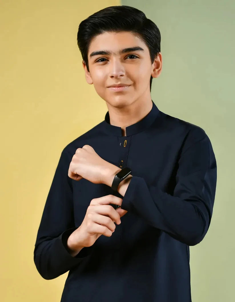 Navy Blue Kameez Shalwar for Boys | J. Junaid Jamshed