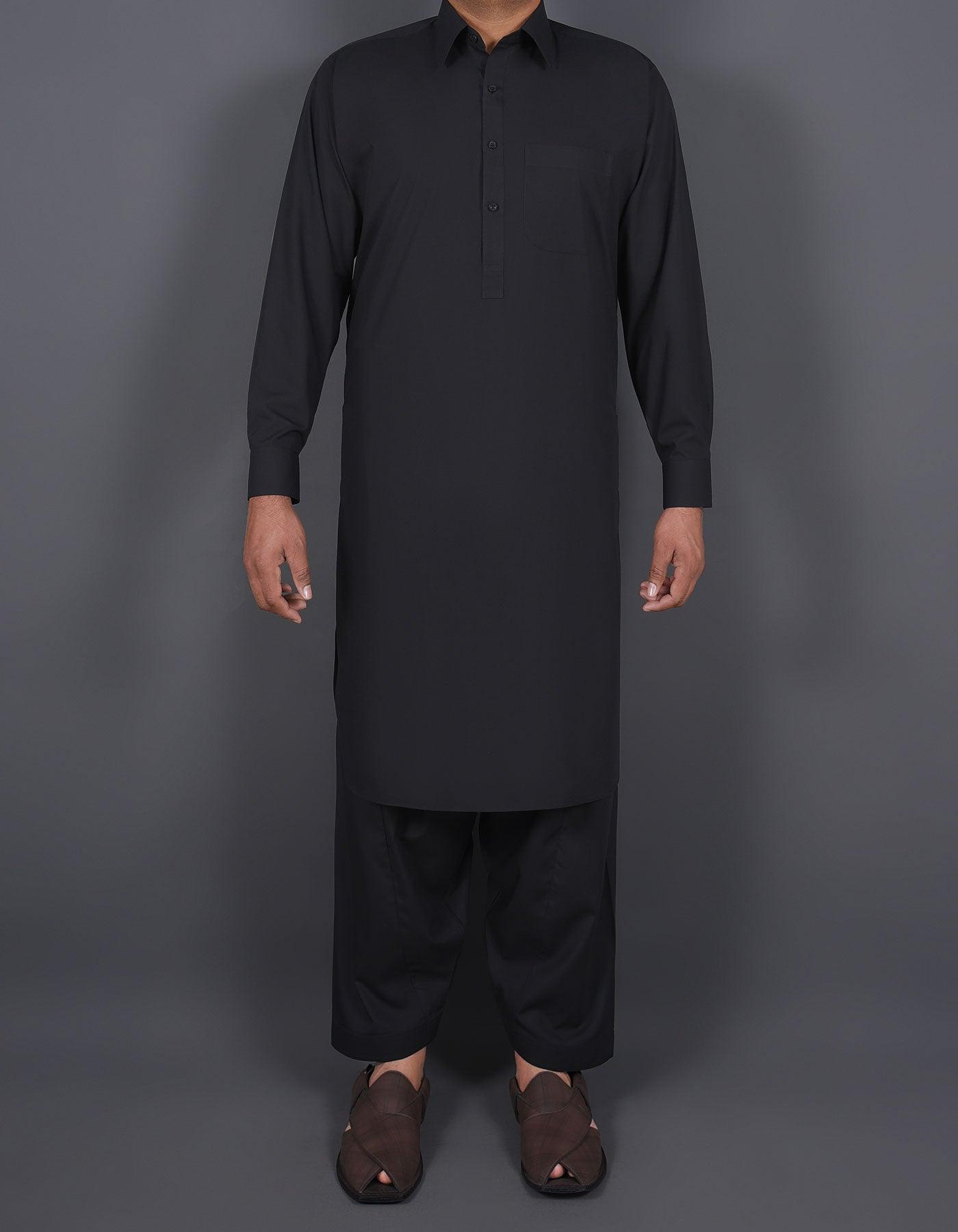 Zwart - Shalwar kameez - Gewone kraag - Saqafat collectie