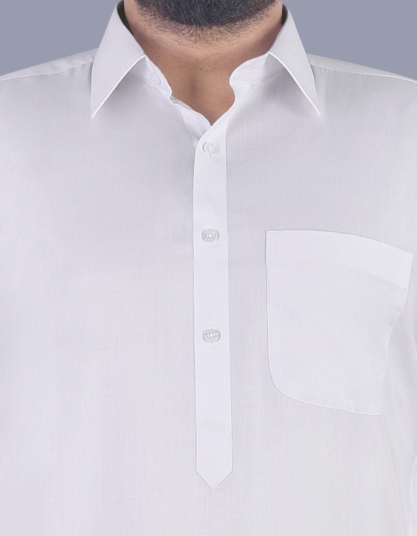 Effen wit - Shalwar kameez - Gewone kraag - Saqafat collectie