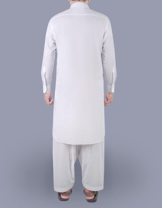 Effen wit - Shalwar kameez - Gewone kraag - Saqafat collectie