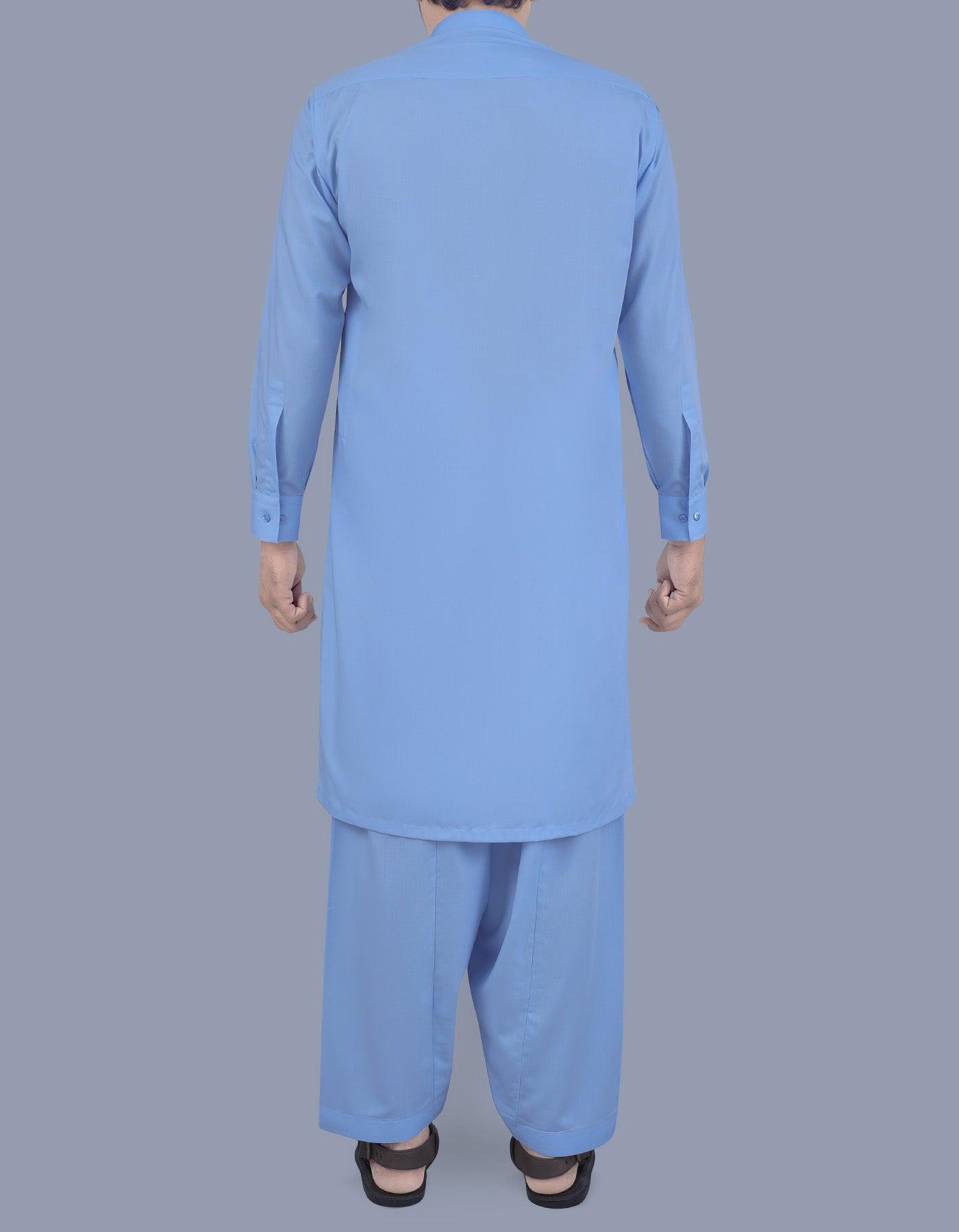 Lichtblauw - Shalwar kameez - Bandkraag - Saqafat collectie