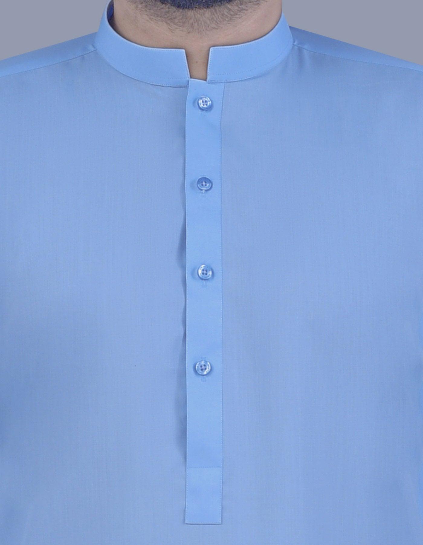 Lichtblauw - Shalwar kameez - Bandkraag - Saqafat collectie