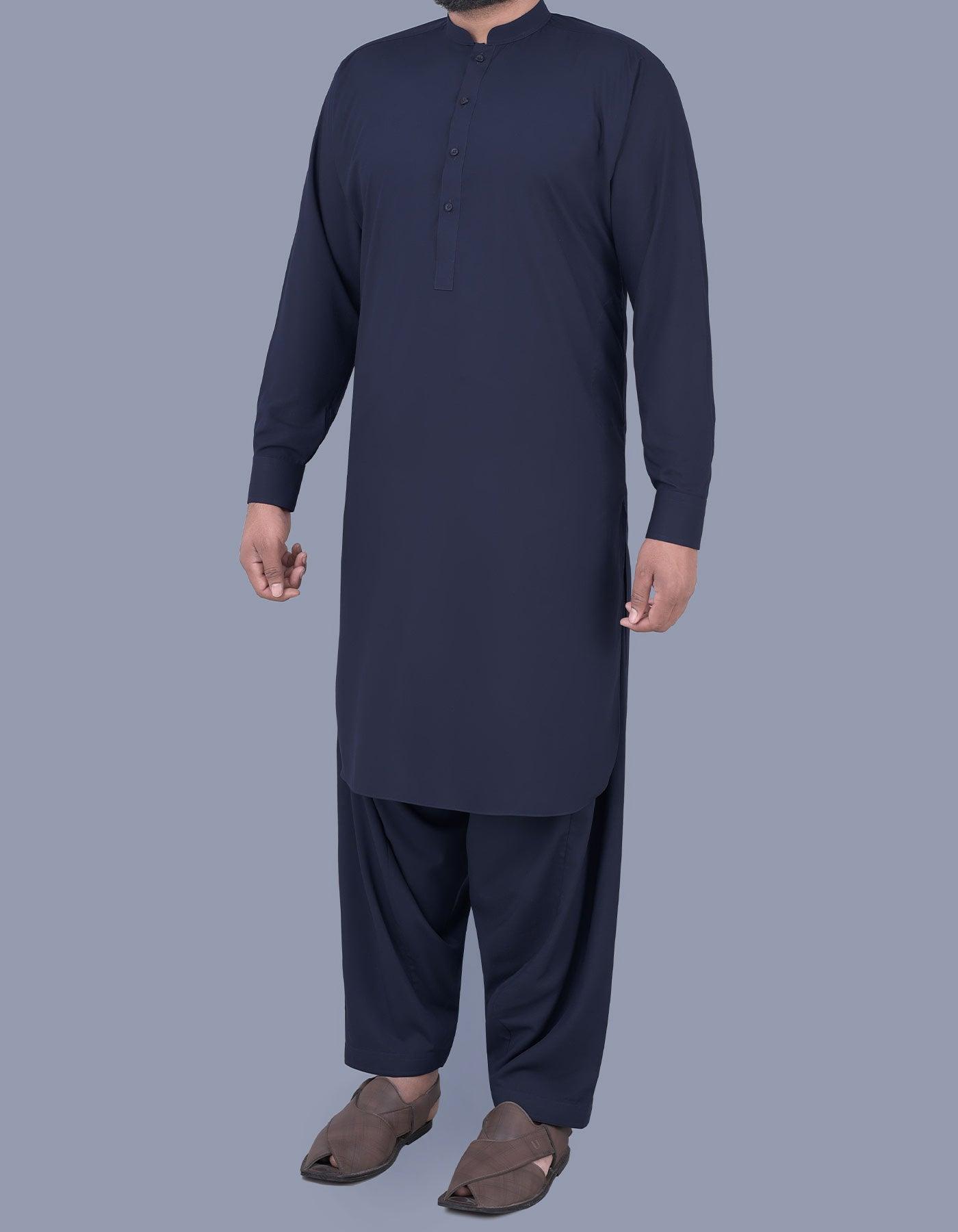 Navy Blauw - Shalwar kameez - Bandkraag - Saqafat collectie