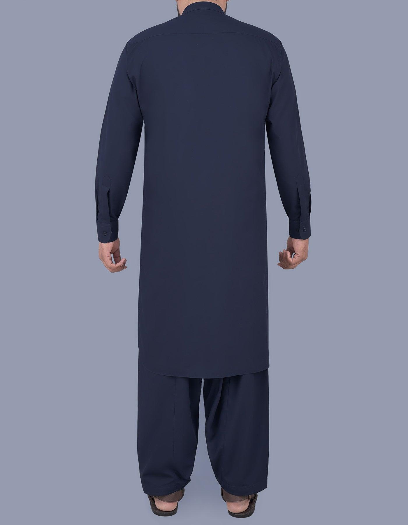 Navy Blauw - Shalwar kameez - Bandkraag - Saqafat collectie