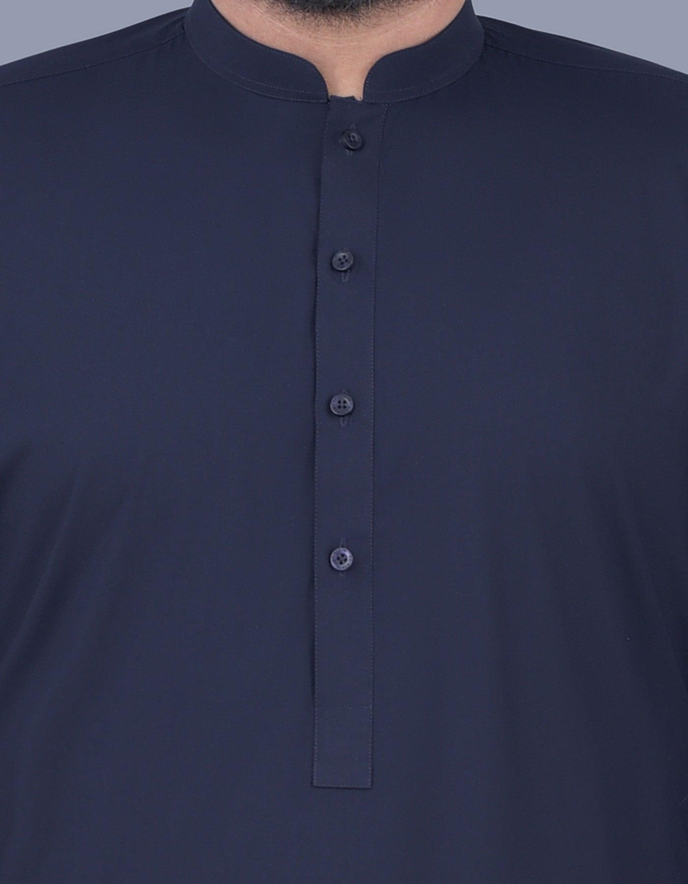 Navy Blauw - Shalwar kameez - Bandkraag - Saqafat collectie