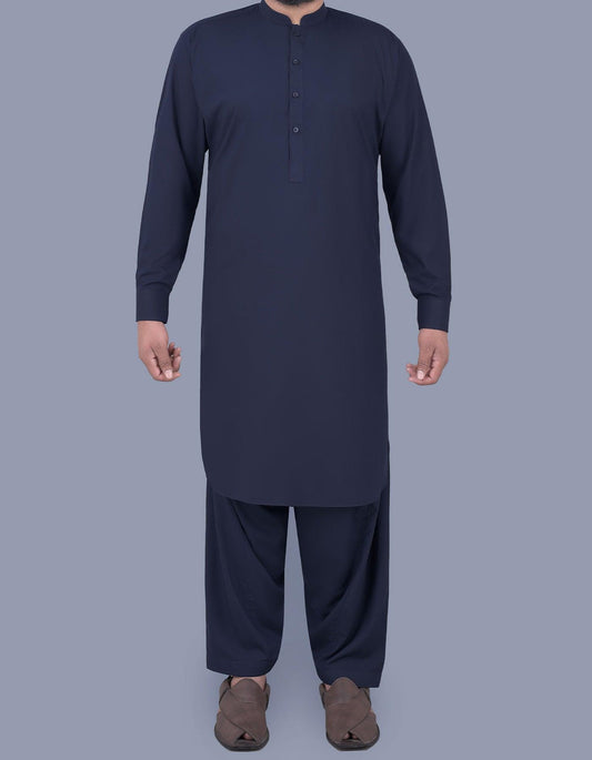 Navy Blauw - Shalwar kameez - Bandkraag - Saqafat collectie