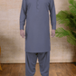 Grijs - Shalwar Kameez - Bandkraag - Saqafat Collectie
