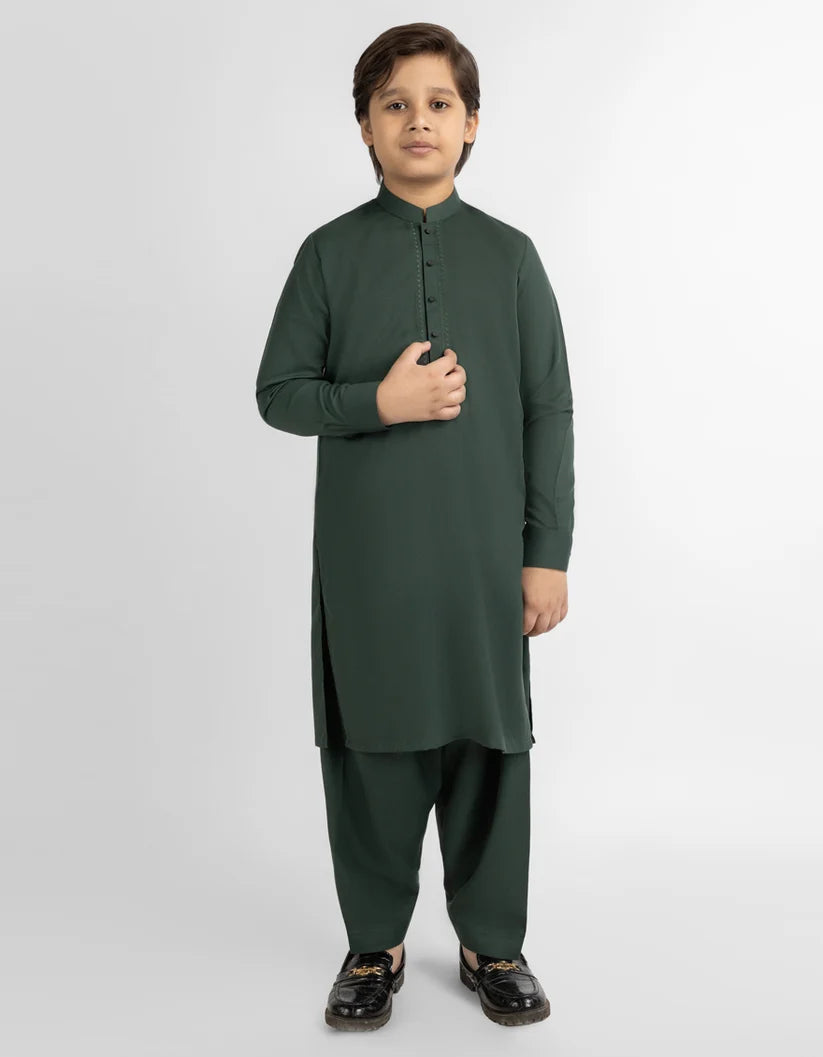 Deep Green Kameez Shalwar for Boys | J. Junaid Jamshed