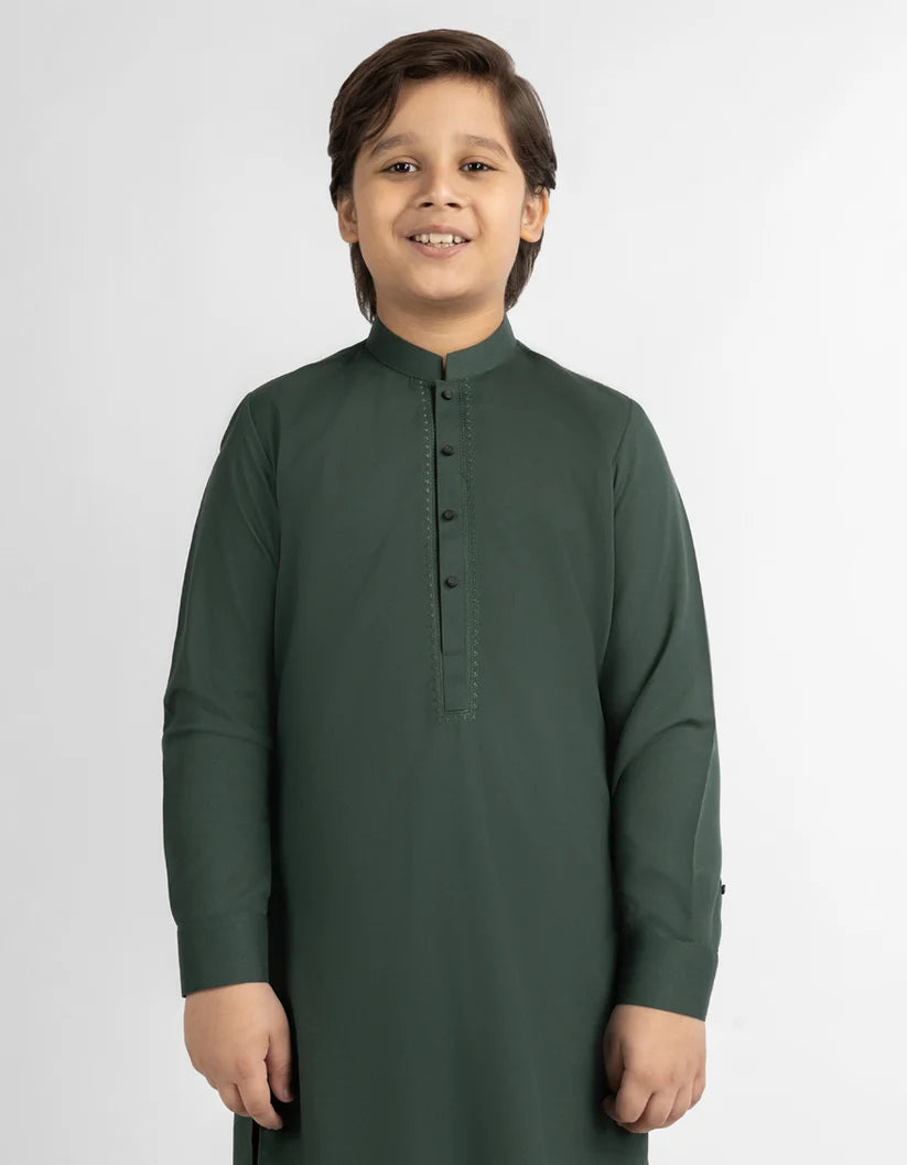 Deep Green Kameez Shalwar for Boys | J. Junaid Jamshed