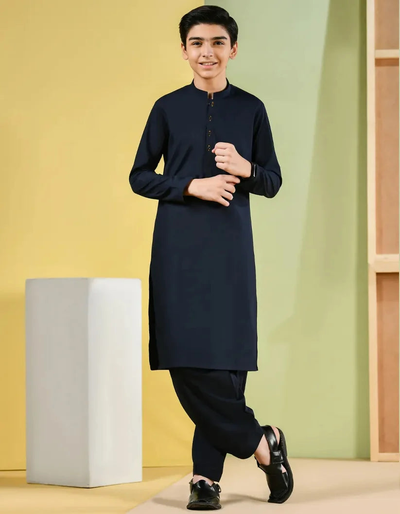 Navy Blue Kameez Shalwar for Boys | J. Junaid Jamshed
